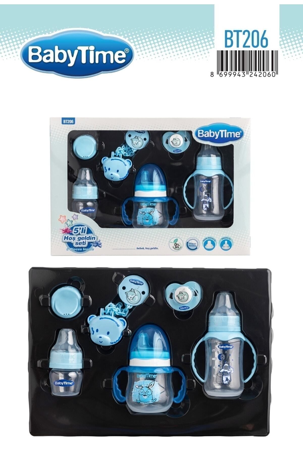 Babytime Bt-Mavi Hoşgeldin Seti 'li Biberon Emzik Seti