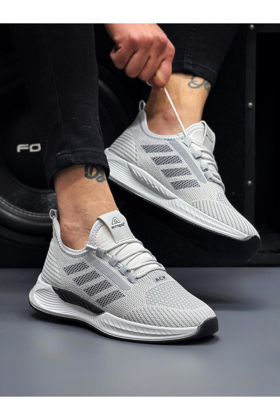 Gerok Siyah Beyaz Unisex Triko Yazlık Spor Ayakkabı • Hafif & Rahat Günlük Kullanım - Buz-Siyah