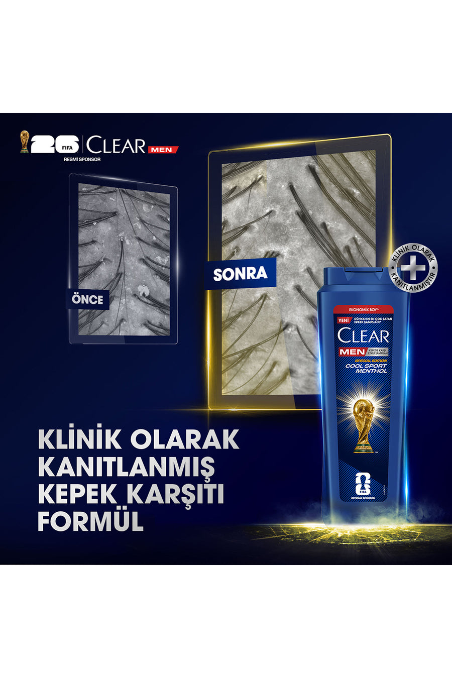 Clear Men Kepeğe Karşı Etkili Şampuan Cool Sport Menthol 600 ml x3