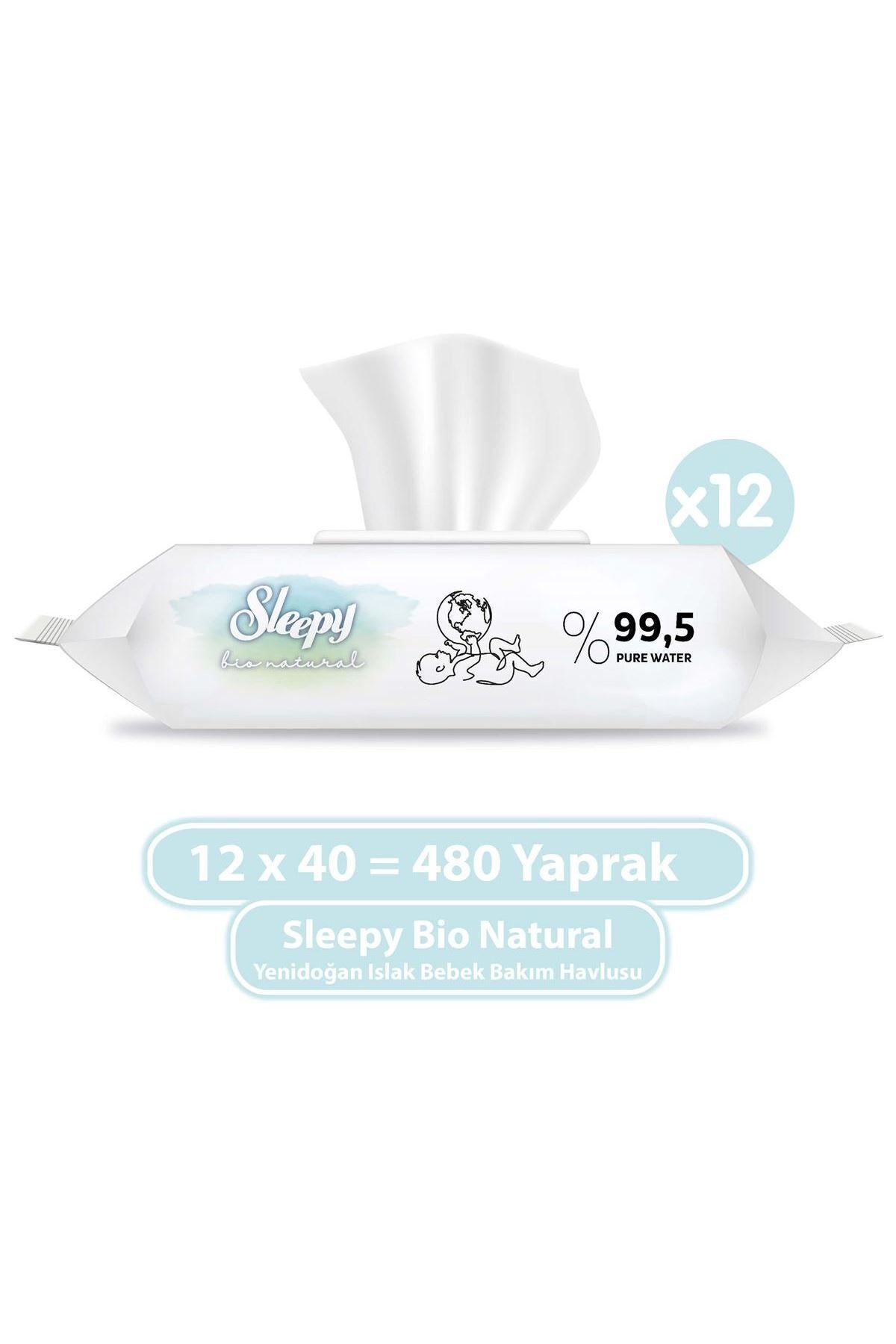 Sleepy Bio Natural Yenidoğan Islak Bebek Bakım Havlusu x(YAPRAK)