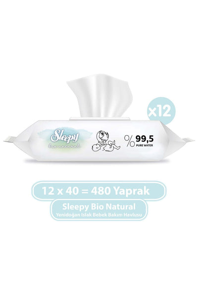 Sleepy Bio Natural Yenidoğan Islak Bebek Bakım Havlusu x(YAPRAK)