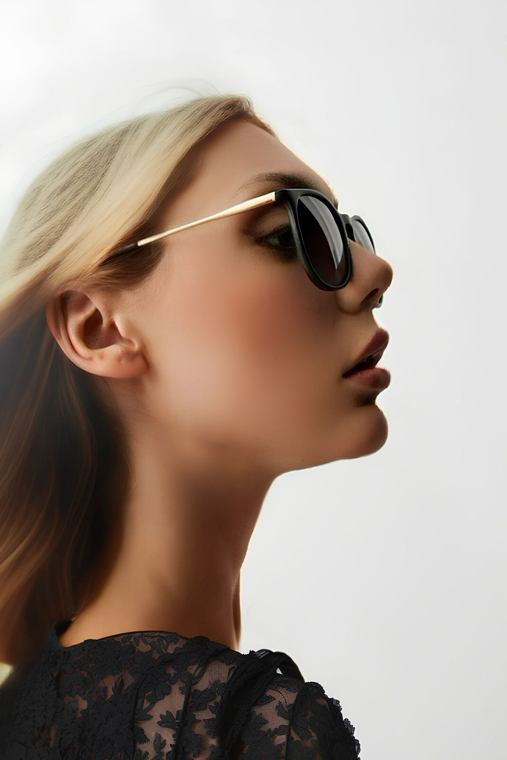 Eyesofia Tamela Kemik Oval Unisex Siyah Metal Sap Güneş Gözlüğü - Görsel 4