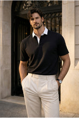 Valiberta Arthur Regular Fit Nova Pike Kumaş Polo Yaka T-Shirt - Beyaz - Siyah