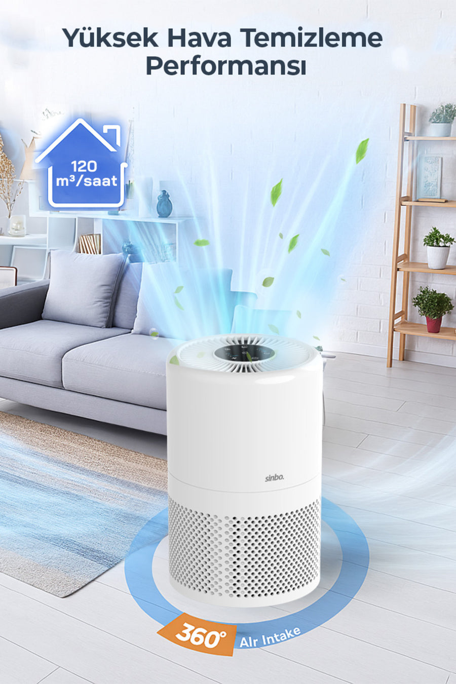 Sinbo SAP-5507 HEPA H13 Filtreli Hava Temizleyici Beyaz – Toz / Koku Giderici, Sessiz ve Enerji Tasarruflu