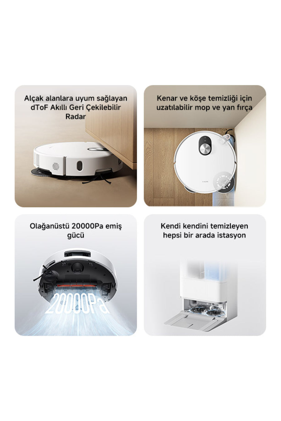 Xiaomi Robot Vacuum 5 Beyaz Akıllı Robot Süpürge 20000 Pa Emiş Gücü ( Xiaomi Türkiye Garantili)