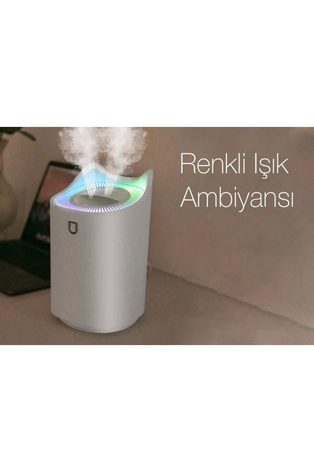 MBüyük Boy Hava Nemlendirici Buhar Makinesi Ml Işıklı Ambians Yedek Filtre Hediyeli - Görsel 4