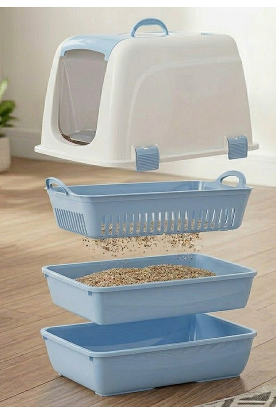 Petozi Elekli Kapalı Kedi Tuvaleti Xl Boy 40x37,5x50 Cm ( Kürek Hediyeli)