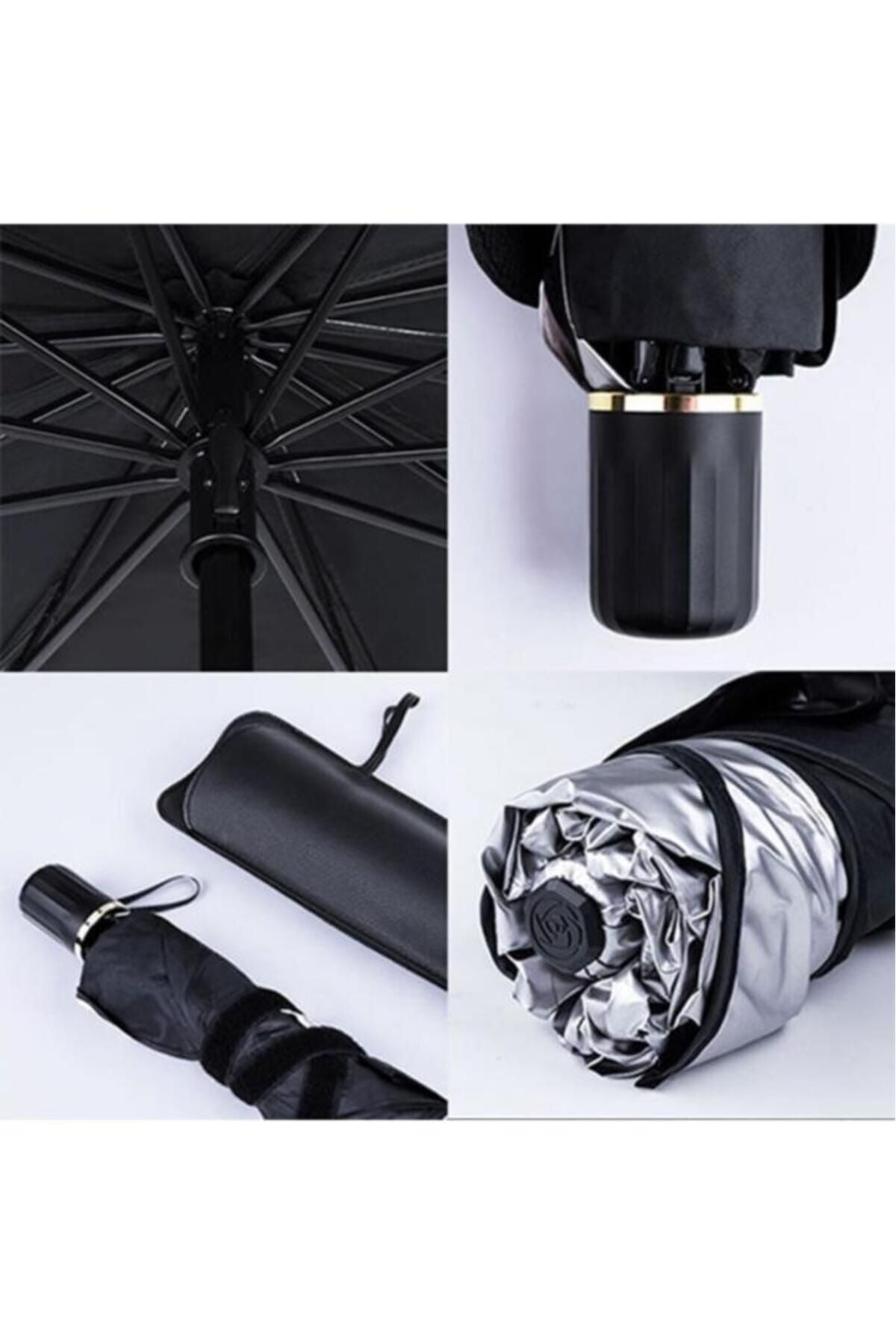 Ally Mobile Ally Araba Güneş Gölge Koruyucu Şemsiye Oto Ön Cam Güneşlik(145cm*79cm) Siyah,gri - Siyah 7