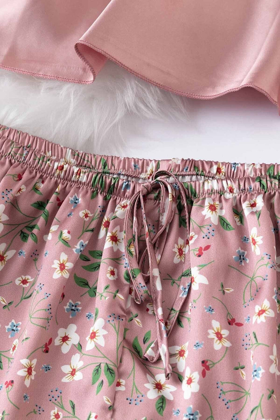 Merry See Dantel Işlemeli Çiçek Desenli Şort Pijama Takımı