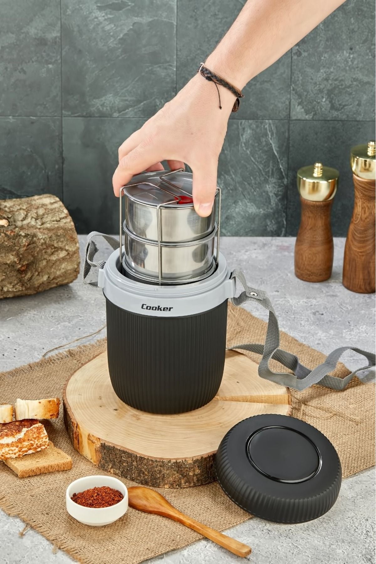 Cooker Lüx Litre Çelik Hazneli 'lü Yemek Termosu - Görsel 3