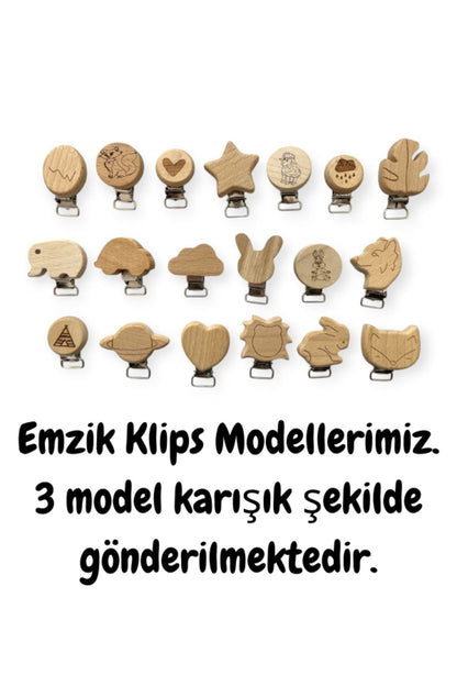 NÜNÜ ANNE 'lü Ahşap Klipsi Bebek Emzik Askısı , Bebek Emzik Tutacağı, Emzik Zinciri