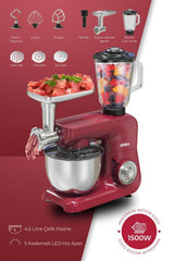 Sinbo SMX-2772 Çok Amaçlı 3ın1 Mutfak Şefi Hamur Yoğurma Kıyma Makinesi Sürahi Blender 1200w - Kirmizi-C