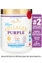 Kiperin %100 Saf ve Doğal Mor & Çoklu Kolajen Peptitleri içeren Lipozomal Teknoloji Diyet Takviyesi (576gr)