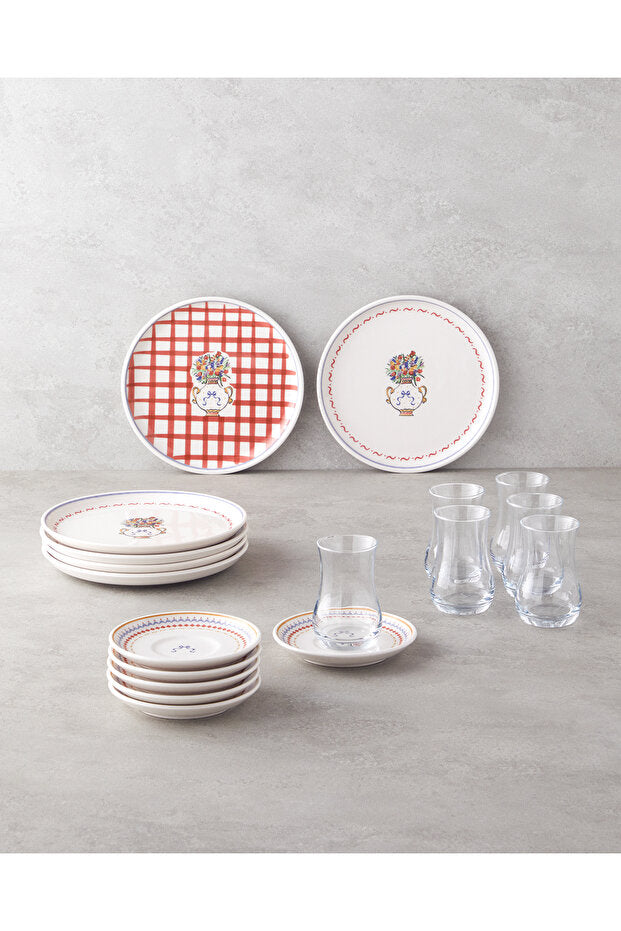 English Home Clara Seramik Pasta Seti 18 Parça 6 Kişilik Renkli