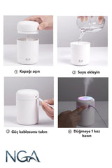 NGA 300 ml H2O Ultrasonik Ledli Hava Nemlendirici Buhar Makinesi Ve Aroma Difüzörü - Koku Hediyeli