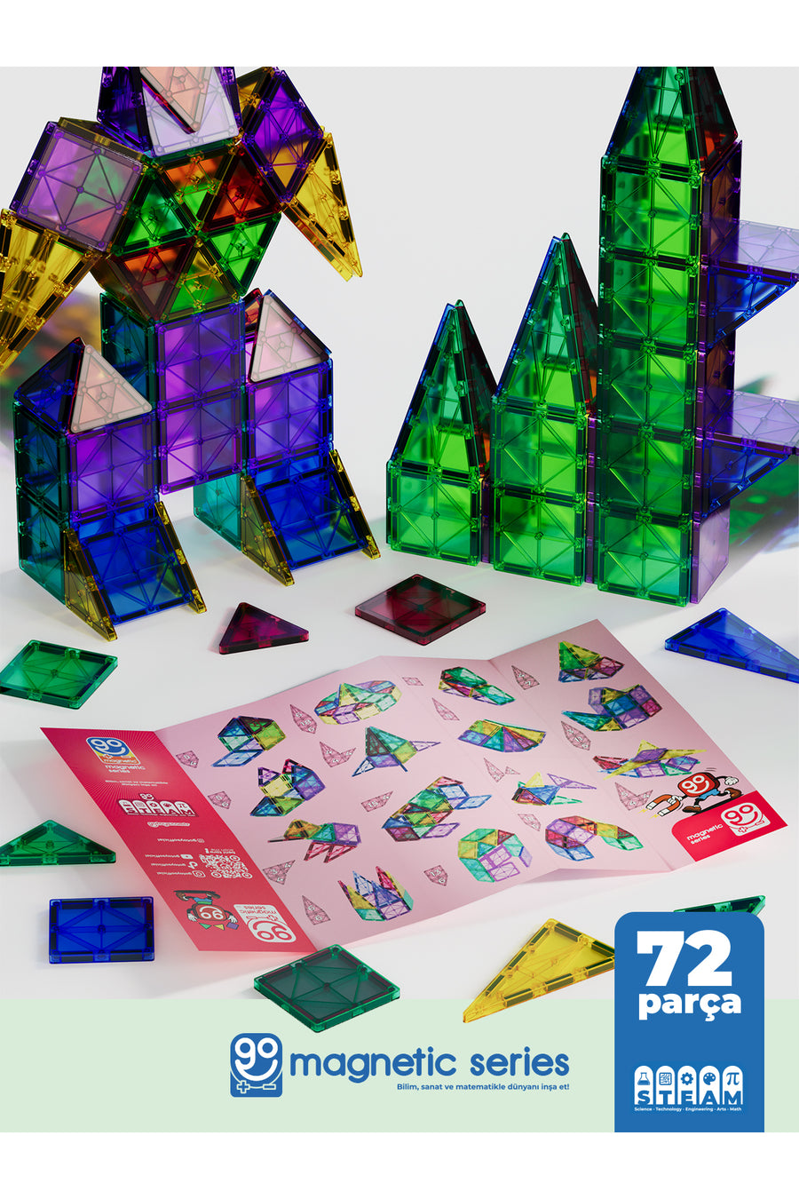 Go Toys Go Magnetic Series 72 Parça Manyetik Yapı Blokları Original - Mıknatıslı Manyetik Bloklar