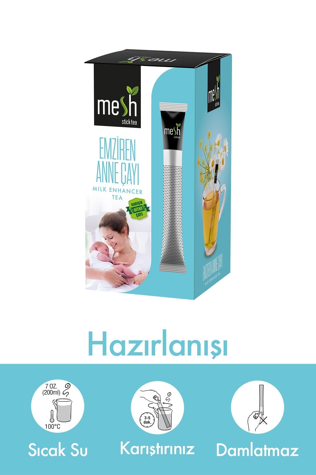Mesh Stick Emziren Anne Çayı Süt Arttırıcı Doğal Bitki Çayı Paket Bir Arada