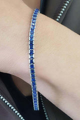 OSESHOP Ametist ve safir taşlı 925ayar gümüş ıtalyan tasarimi su yolu bileklik ( kalınlık 3 mm )
