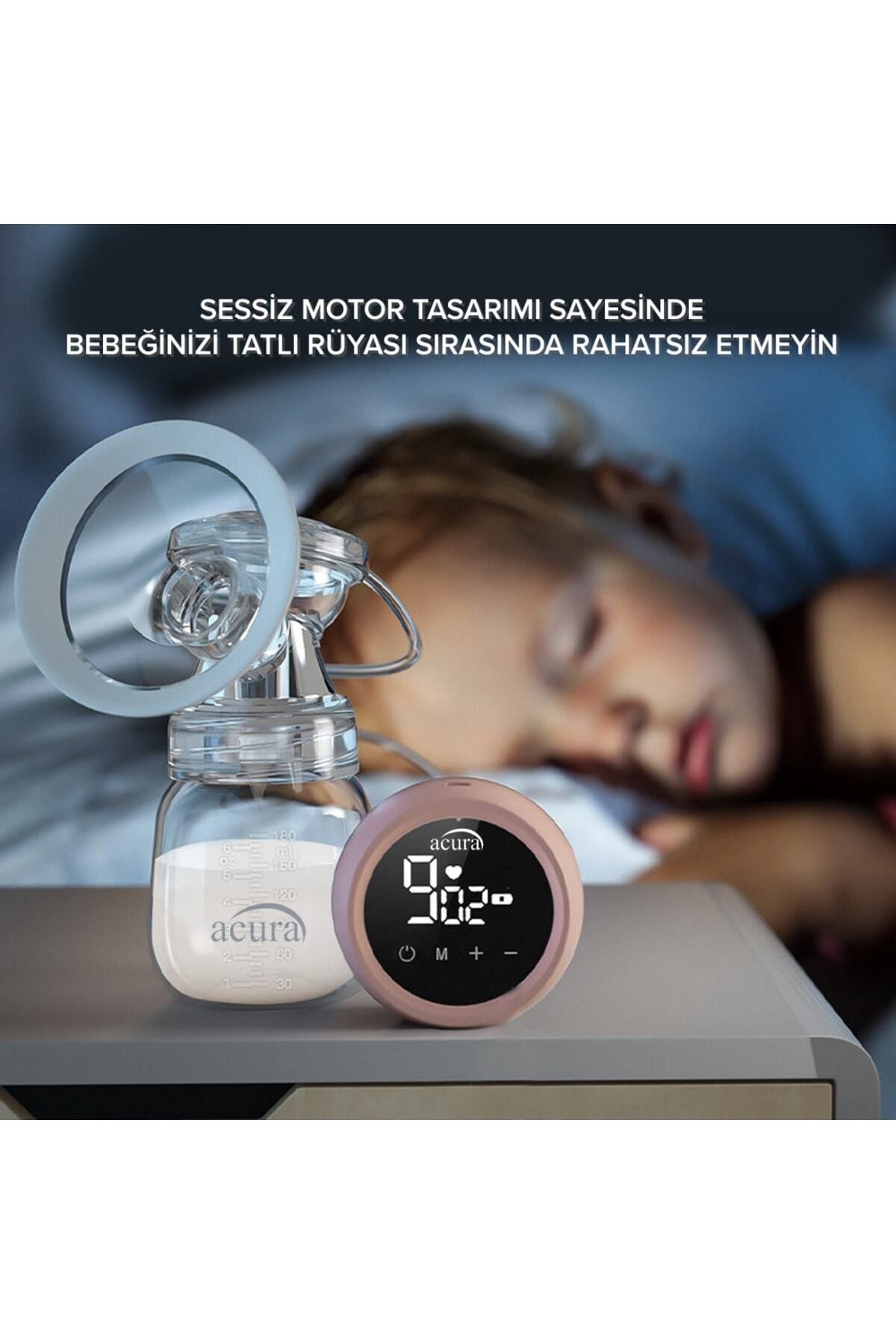 AcuraC-Şarjlı, LCD Ekranlı, Biberon Özellikli Göğüs Pompası
