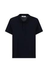 Kiğılı Polo Yaka Regular Fit Nakışlı Pamuklu Tişört - Siyah