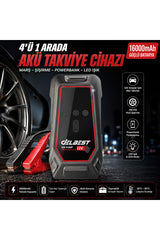 AZEQ DELBEST K5 Akü Takviye Cihazı Hava Kompresörü 16000mAh 150 PSI Jump Starter Powerbank 12V