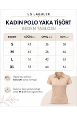 LG LAGULER Düz Renkli Yaka Detaylı Likrali Esnek Tişört, Bahar ve Yaz İçin Rahat Kısa Kollu Üst, Kadın Giyim - Bordo