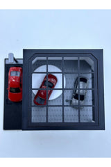 Butik 3D Baskı 1/64 Ölçekli BMW Showroom Tasarımlı Siyah Diorama Araç Sergileme Garajı
