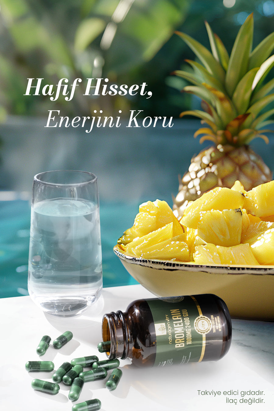 Naturagen Bromelain 2400 GDU 1000 mg 60 Kapsül | Ananas Kaynaklı Enzim | Yüksek Enzim Aktivitesi