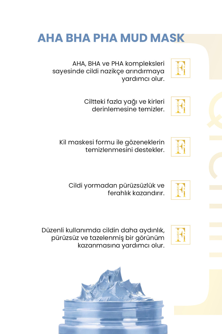 Qremfi Sıfır Gözenek Siyah Nokta Mavi Kil Maskesi | AHA + BHA+PHA 100 ml