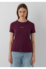Mavi Logo Baskılı Bordo Tişört Slim Fit / Dar Kesim 1614200-87830 - Bordo