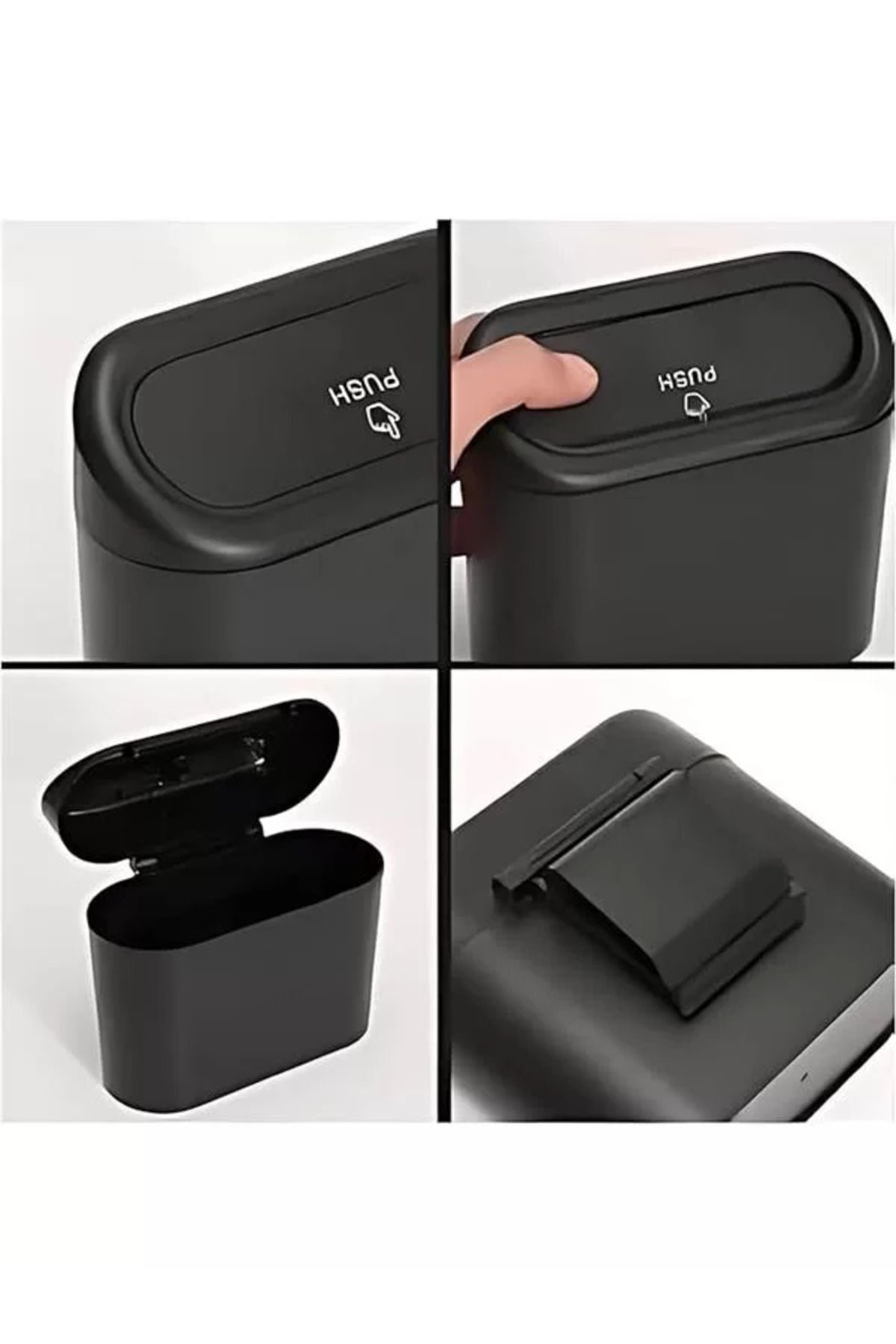 Genel Markalar Araba Çöp Kutusu Araç Içi Taşınabilir Kapaklı Organizer Çöp Kovası Itme Kapaklı Kova