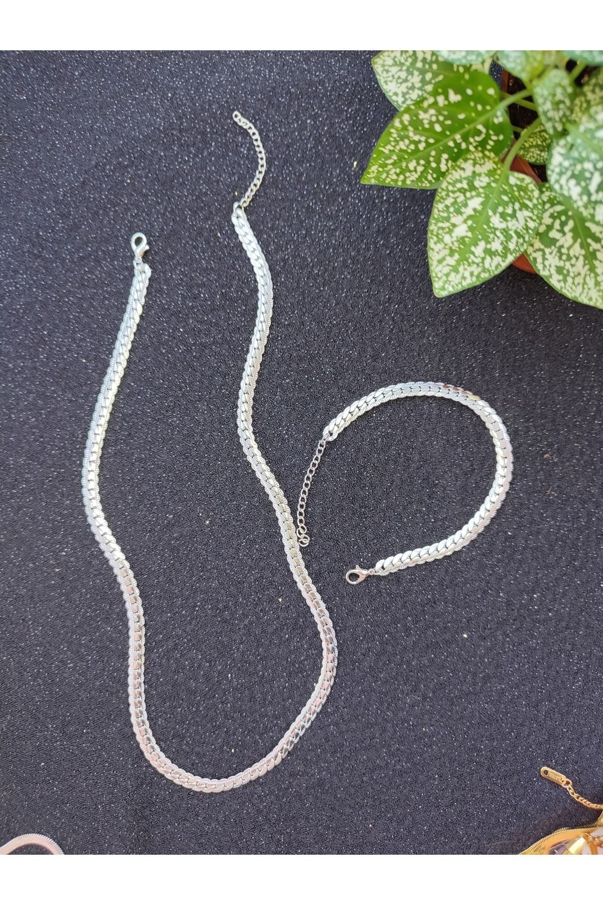 Sepetten Eve Çelik Snake Kolye & Bileklik Set