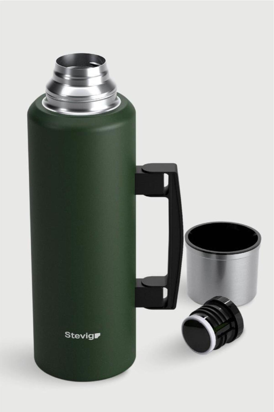 Stevig 4 Camp Klasik Vakumlu Kulplu Çelik Termos 1.5 LT. Green ST-206 - Siyah
