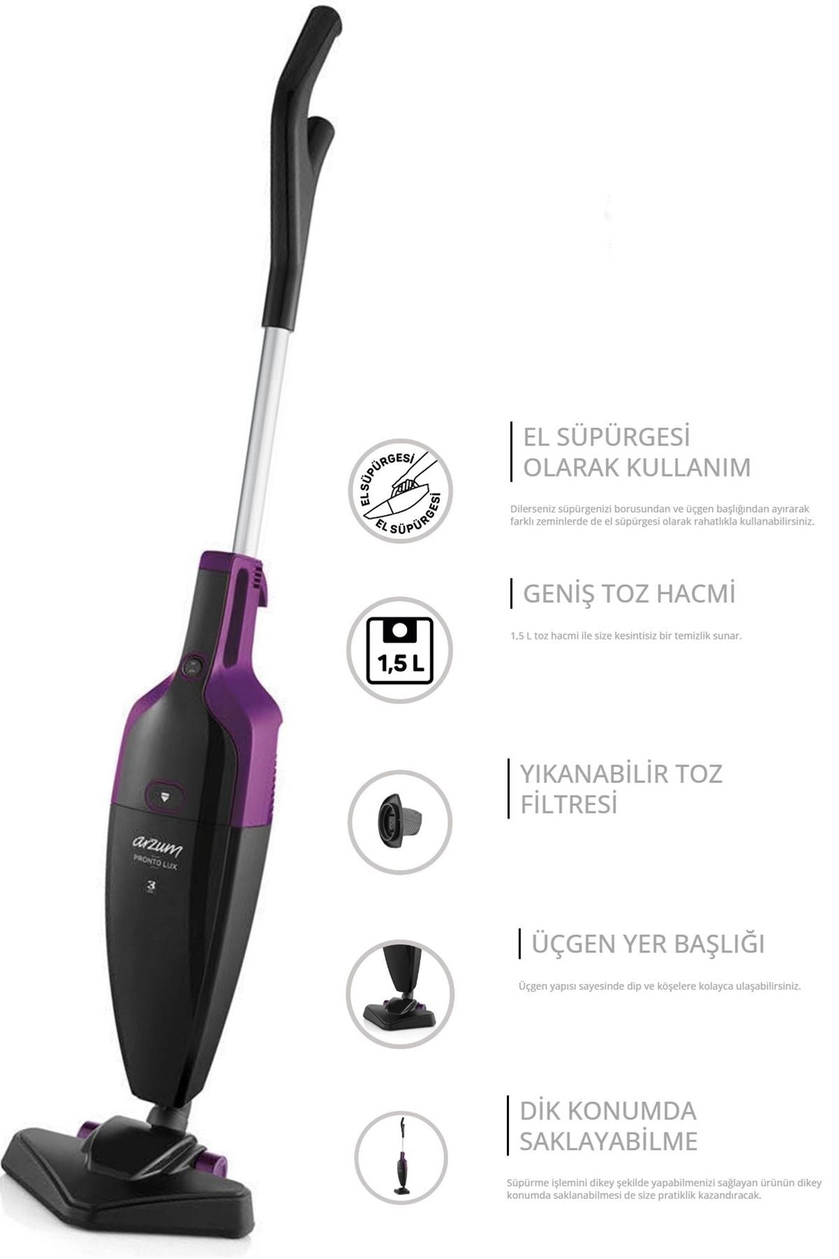 Arzum ArPronto Lux 'si Arada W Dikey Süpürge