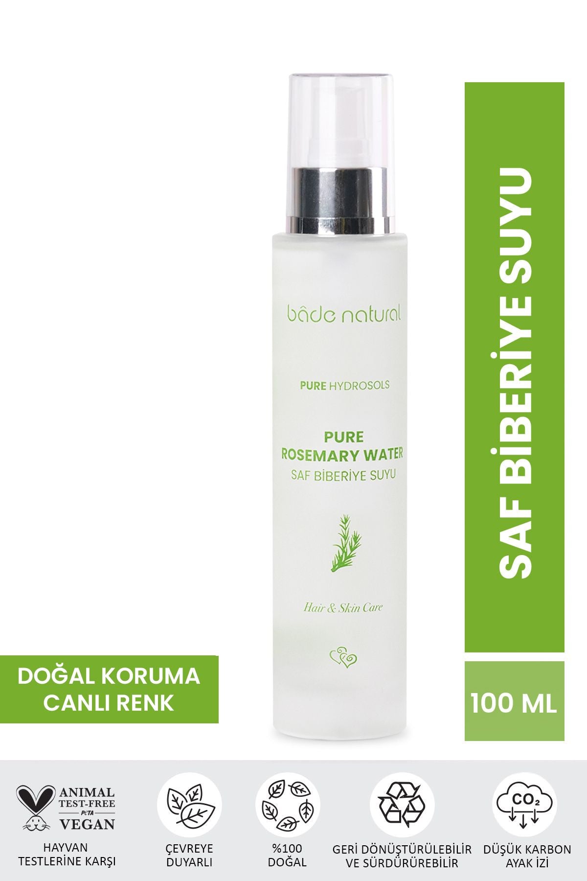 Bade Natural Biberiye Suyu Dökülme Karşıtı ve Saç Uzamasını Destekleyici Saç Toniği %Doğal ve Saf ml