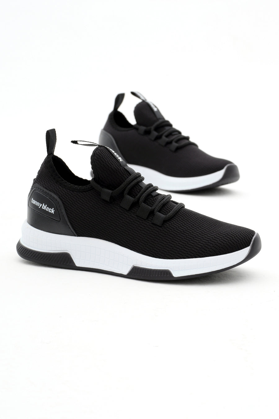 Tonny Black Unisex Siyah Beyaz Nefes Alabilen Kumaş Poli Taban Bağcıklı Spor Ayakkabı - Siyah Beyaz