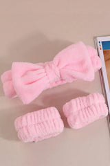 C&E Design Peluş Pembe Bileklik + Makyaj Ve Banyo Bandı Seti