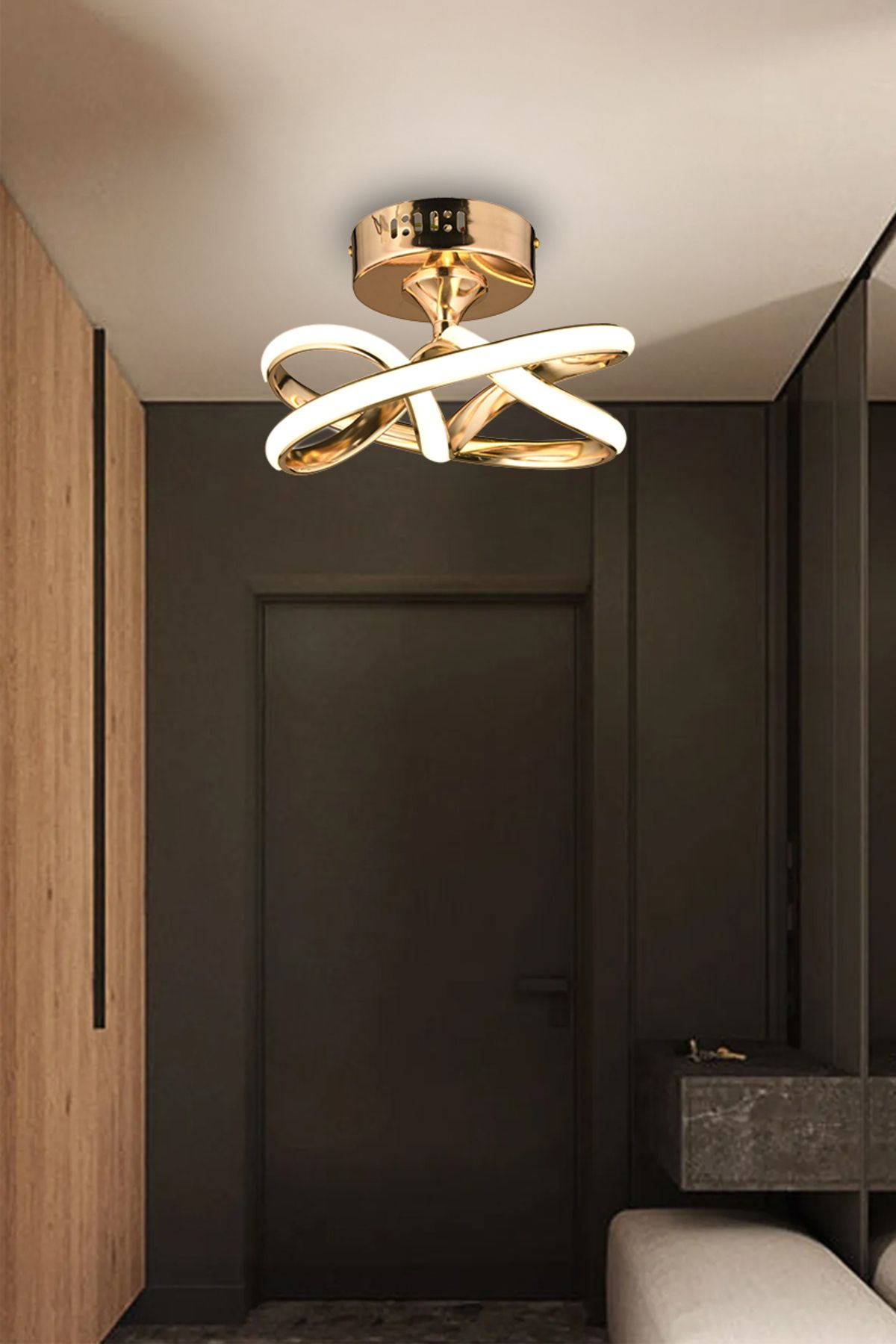 Luna Lighting Vino Riserva Model Gold Kaplama Metal Salon Mutfak Oturma Yatak Odası Modern Led Plafonyer Avize - Görsel 2