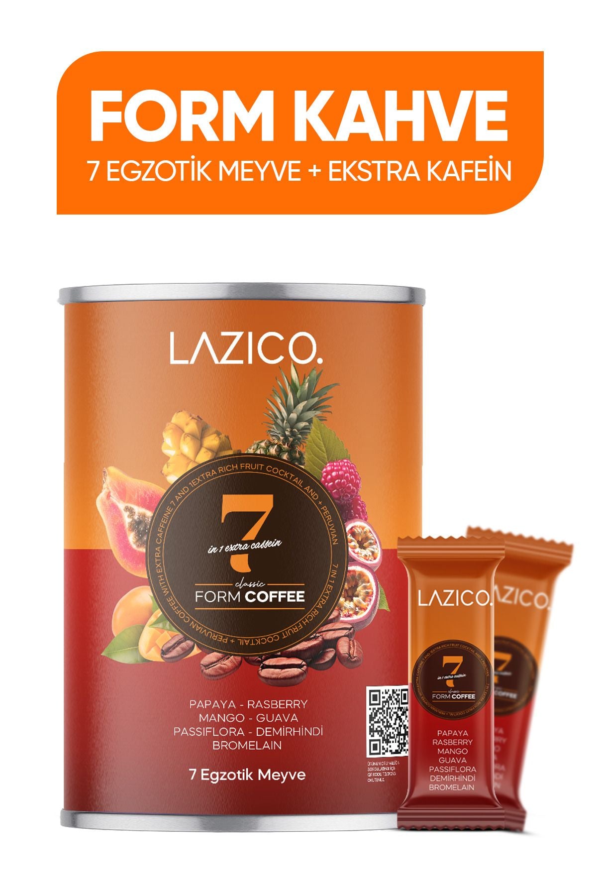 lazico Form Kahvesi 7 Egzotik Meyve ve Ekstra Kafeinli 30 Saşet