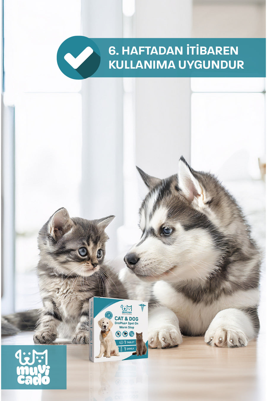muvicado İc Dis Parazit Kedi Pire Kene Damlası Köpek İç Dış Damla Kedi Dış Parazıt Pire Önleyici