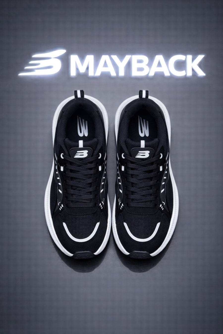 mayback Erkek Spor Günlük Yazlık Ortopedik Ayakkabı - Siyah-Beyaz