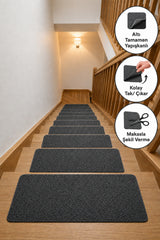 Arnee Altı Tam Yapışkanlı Kaydırmaz Basamak Halısı Pratik Kaymaz Dublex Ev Ahşap Merdiven Halısı Bej 20x75cm - Alti
