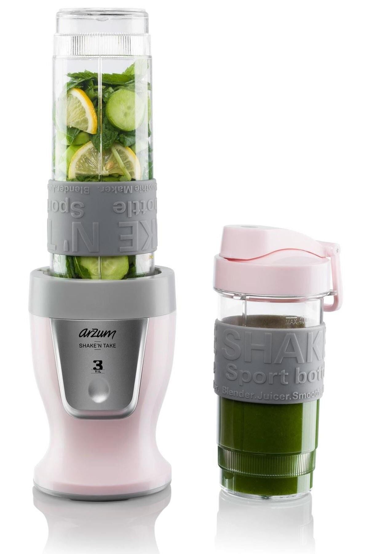 Arzum AR1032 Shake'n Take Kişisel Smoothie Blender, Kırmızı (300 W, 2 Adet Şişe)