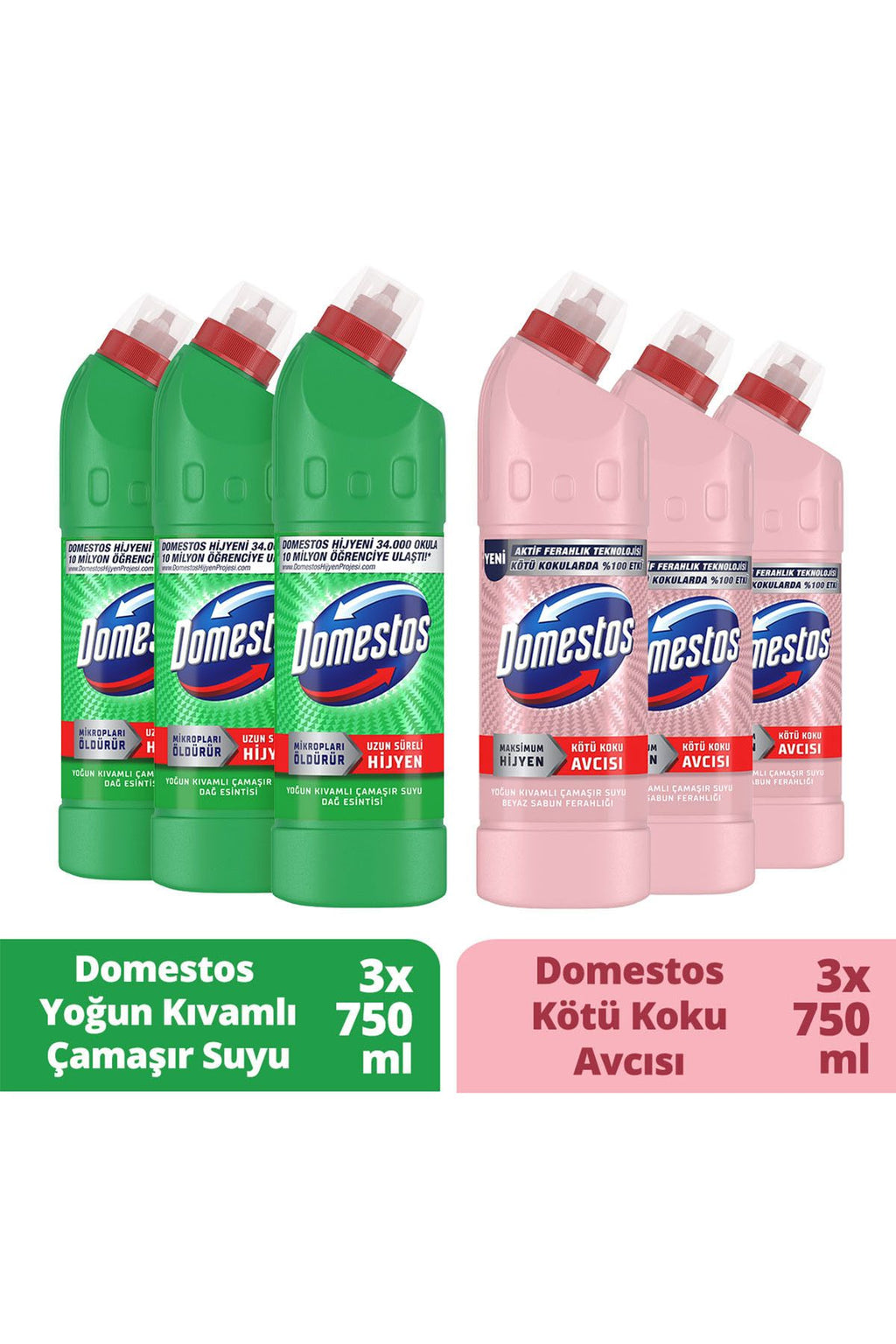 Domestos Çamaşır Suyu Beyaz Sabun Ferahlığı ml XÇamaşır Suyu Dağ Esintisi ml X