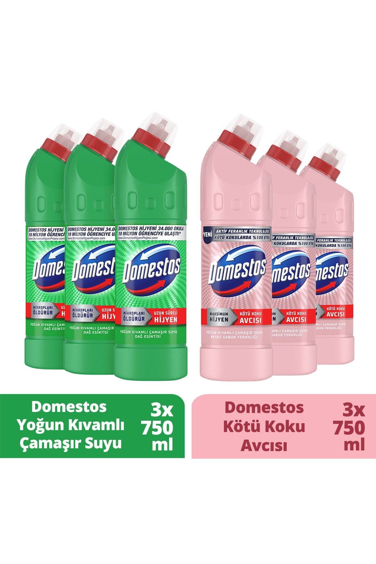 Domestos Çamaşır Suyu Beyaz Sabun Ferahlığı ml XÇamaşır Suyu Dağ Esintisi ml X
