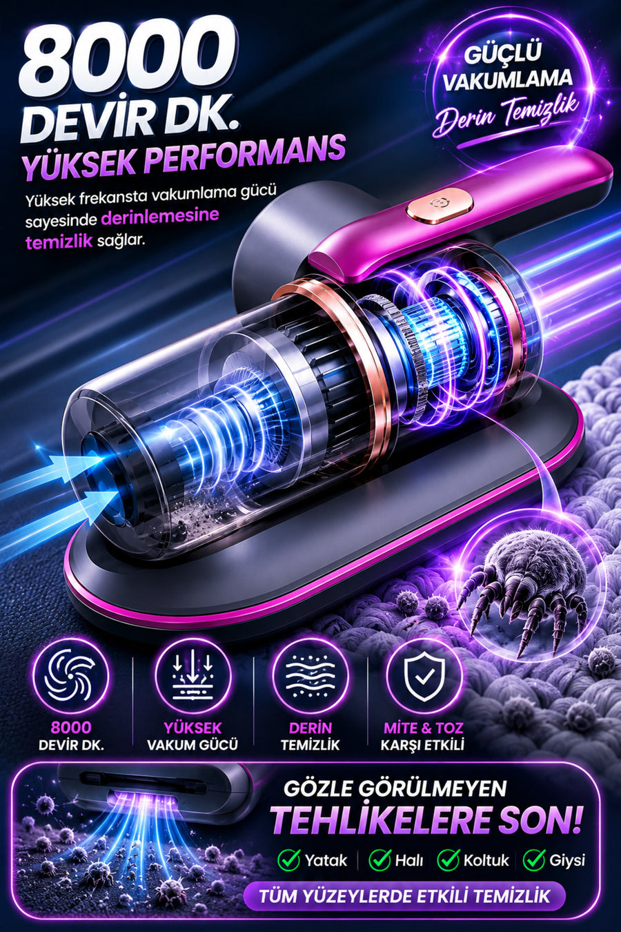 S5 Pro Yeni Model Sarjli El Supurgesi 10 000pa Yuksek Emis Gucu İle En Guclusu