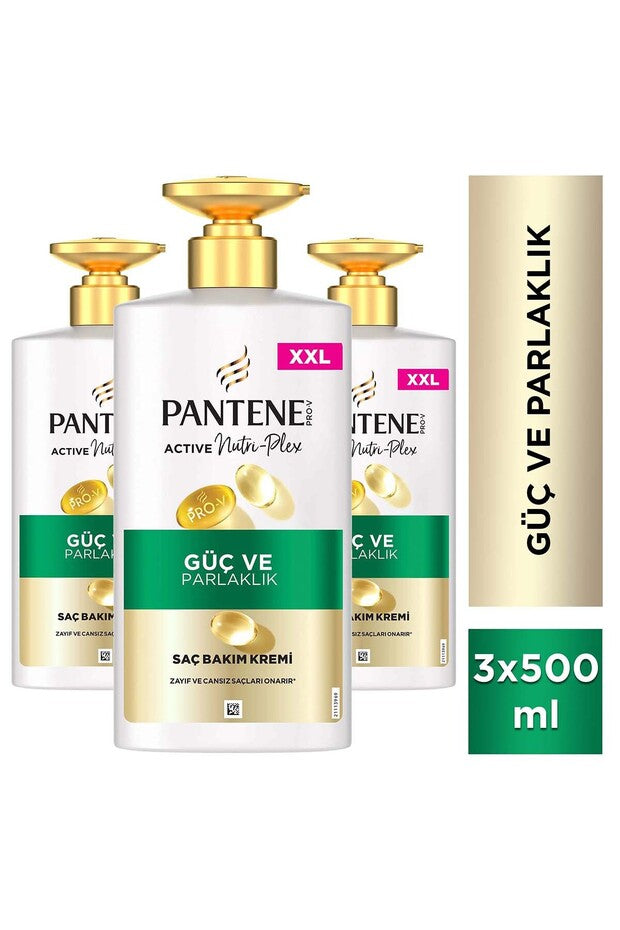 Pantene Guc Ve Parlaklik Sac Bakim Kremi 3 Adet 500 Ml