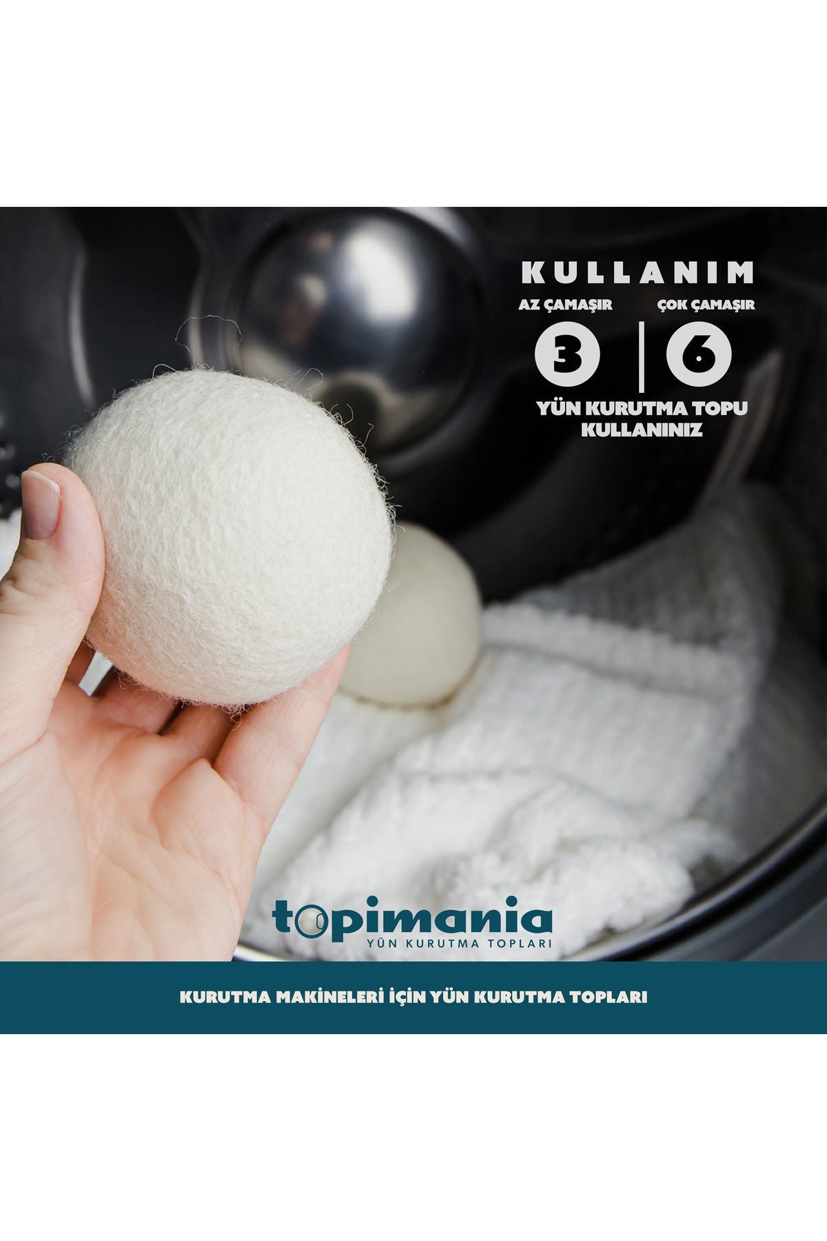 Topimania Yün Kurutma Topları Adet Xxl Çamaşır Yün Kurutma Topu- Adet ml Esans - Kurutmakinesiçin - Görsel 6