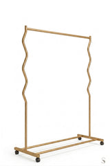 ARVİONHOME Modern Lüks Gold Desenli Metal Tekerlekli Konfeksiyon Askılığı ve Dayanıklı Taşınabilir Raflı Stand