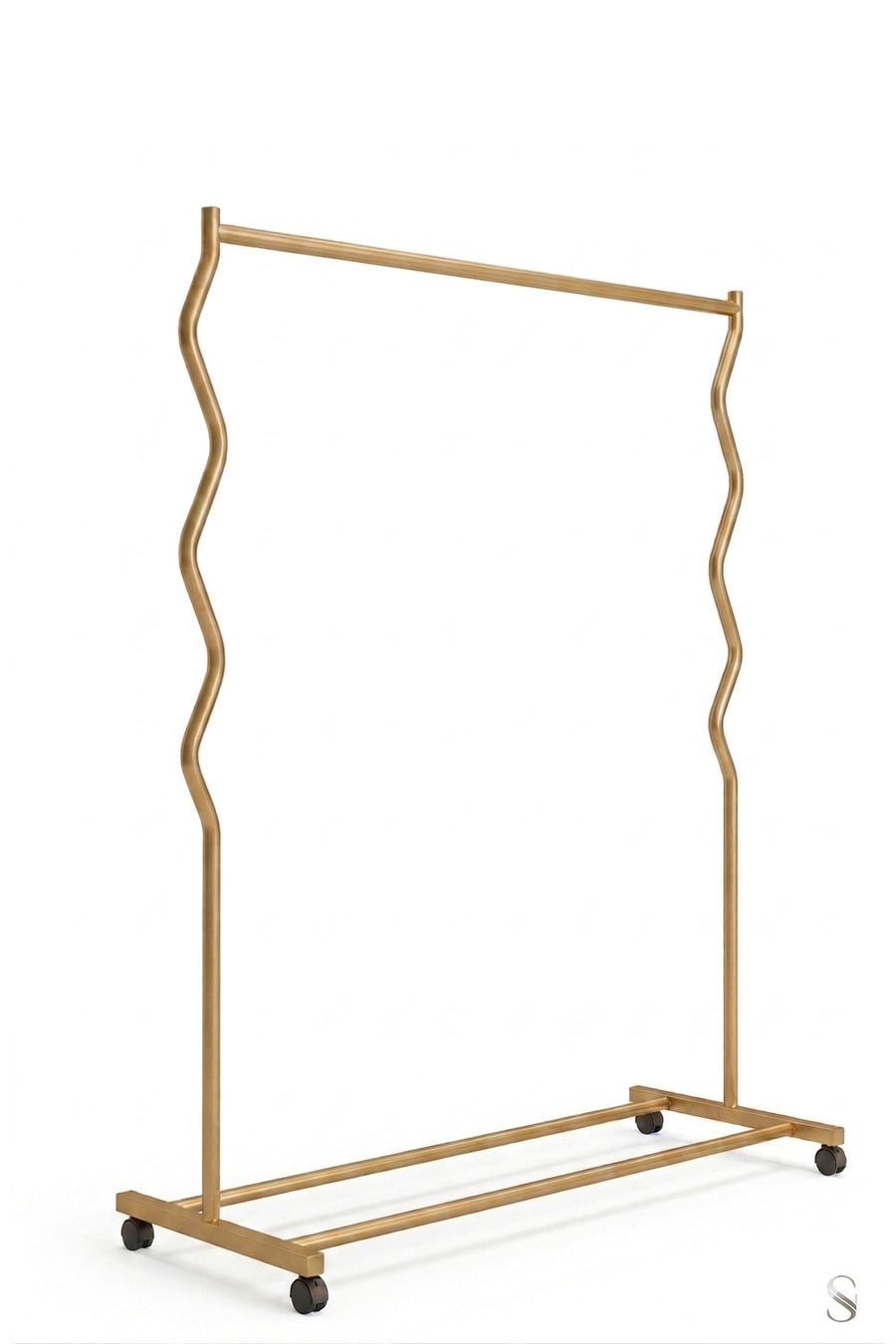 ARVİONHOME Modern Lüks Gold Desenli Metal Tekerlekli Konfeksiyon Askılığı ve Dayanıklı Taşınabilir Raflı Stand